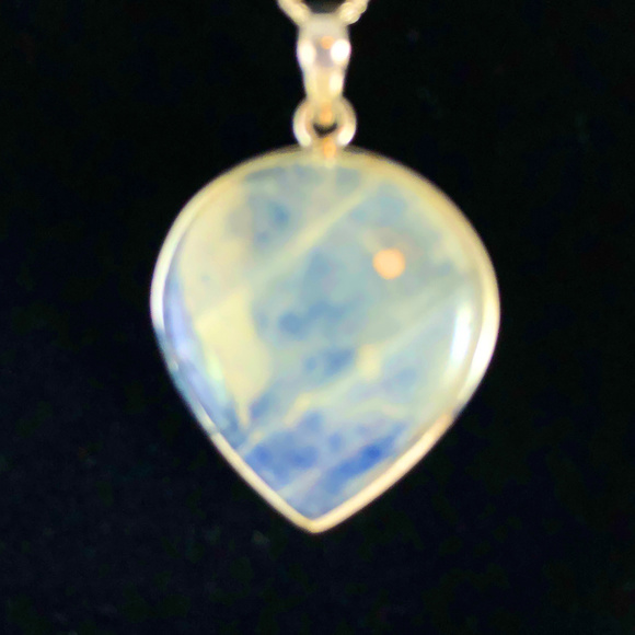 Huge Rainbow Moonstone Inverted Tear Drop Pendant - Picture 4 of 6